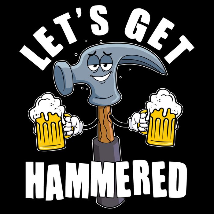 Funny Lets Get Hammered Drunk Hammer Beer Lover Flatbill Hat