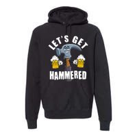 Funny Lets Get Hammered Drunk Hammer Beer Lover Premium Hoodie