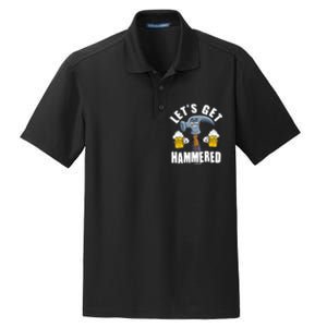 Funny Lets Get Hammered Drunk Hammer Beer Lover Dry Zone Grid Polo