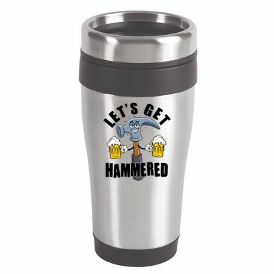 Funny Lets Get Hammered Drunk Hammer Beer Lover 16oz Travel Tumbler