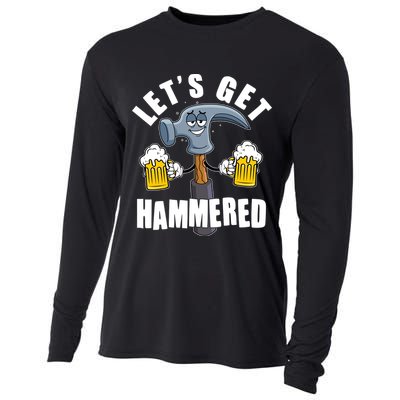 Funny Lets Get Hammered Drunk Hammer Beer Lover Cooling Performance Long Sleeve Crew