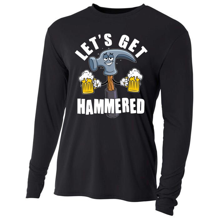 Funny Lets Get Hammered Drunk Hammer Beer Lover Cooling Performance Long Sleeve Crew