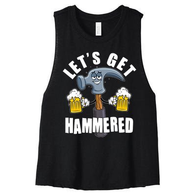 Funny Lets Get Hammered Drunk Hammer Beer Lover Women's Racerback Cropped Tank