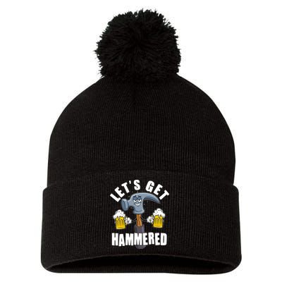 Funny Lets Get Hammered Drunk Hammer Beer Lover Pom Pom 12in Knit Beanie
