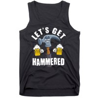 Funny Lets Get Hammered Drunk Hammer Beer Lover Tank Top