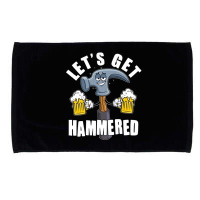 Funny Lets Get Hammered Drunk Hammer Beer Lover Microfiber Hand Towel