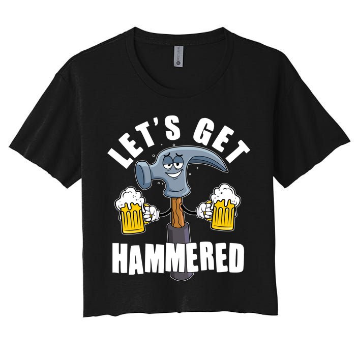Funny Lets Get Hammered Drunk Hammer Beer Lover Crop Top