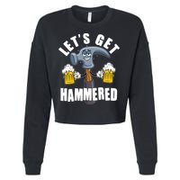 Funny Lets Get Hammered Drunk Hammer Beer Lover Cropped Pullover Crew