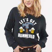 Funny Lets Get Hammered Drunk Hammer Beer Lover Cropped Pullover Crew