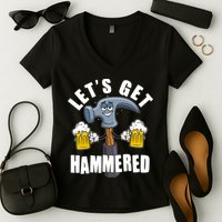 Funny Lets Get Hammered Drunk Hammer Beer Lover Women's V-Neck T-Shirt