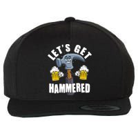 Funny Lets Get Hammered Drunk Hammer Beer Lover Wool Snapback Cap