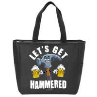 Funny Lets Get Hammered Drunk Hammer Beer Lover Zip Tote Bag