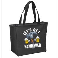 Funny Lets Get Hammered Drunk Hammer Beer Lover Zip Tote Bag