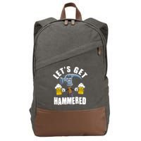 Funny Lets Get Hammered Drunk Hammer Beer Lover Cotton Canvas Backpack