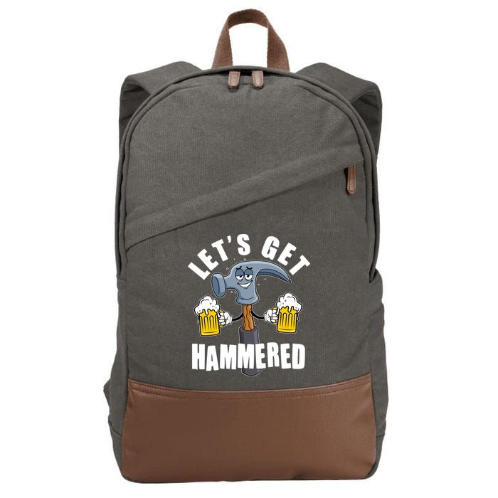 Funny Lets Get Hammered Drunk Hammer Beer Lover Cotton Canvas Backpack