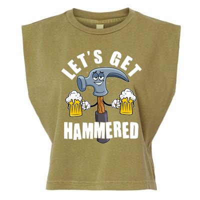 Funny Lets Get Hammered Drunk Hammer Beer Lover Garment-Dyed Women's Muscle Tee