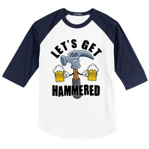 Funny Lets Get Hammered Drunk Hammer Beer Lover Baseball Sleeve Shirt