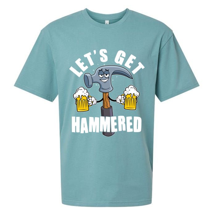 Funny Lets Get Hammered Drunk Hammer Beer Lover Sueded Cloud Jersey T-Shirt