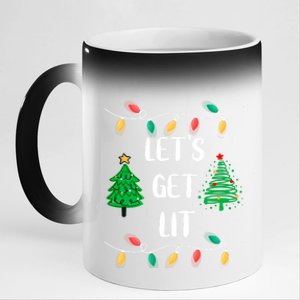 Funny LetS Get Lit Christmas Lights Gift Xmas Holidays Funny Gift 11oz Black Color Changing Mug