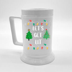 Funny LetS Get Lit Christmas Lights Gift Xmas Holidays Funny Gift Beer Stein