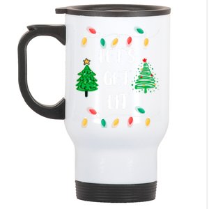 Funny LetS Get Lit Christmas Lights Gift Xmas Holidays Funny Gift Stainless Steel Travel Mug