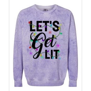 Funny LetS Get Lit Christmas Lights Funny Gift Xmas Holiday Funny Gift Colorblast Crewneck Sweatshirt