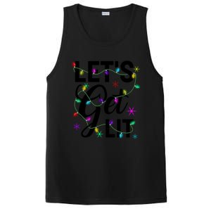 Funny LetS Get Lit Christmas Lights Funny Gift Xmas Holiday Funny Gift PosiCharge Competitor Tank