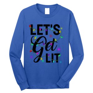 Funny LetS Get Lit Christmas Lights Funny Gift Xmas Holiday Funny Gift Long Sleeve Shirt