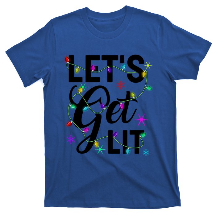 Funny LetS Get Lit Christmas Lights Funny Gift Xmas Holiday Funny Gift T-Shirt