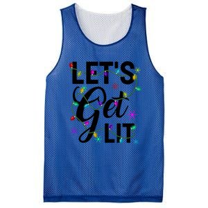 Funny LetS Get Lit Christmas Lights Funny Gift Xmas Holiday Funny Gift Mesh Reversible Basketball Jersey Tank