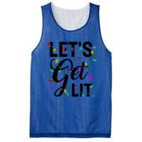 Funny LetS Get Lit Christmas Lights Funny Gift Xmas Holiday Funny Gift Mesh Reversible Basketball Jersey Tank