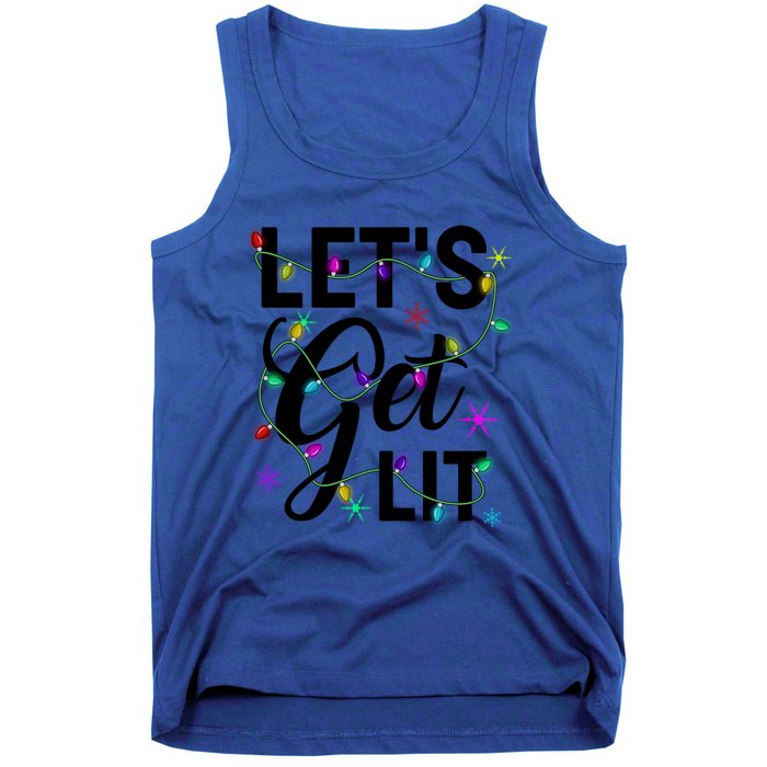 Funny LetS Get Lit Christmas Lights Funny Gift Xmas Holiday Funny Gift Tank Top