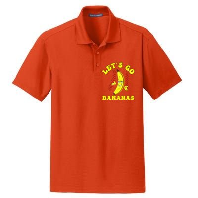 Funny LetS Go Bananas Cute Banana Dry Zone Grid Polo