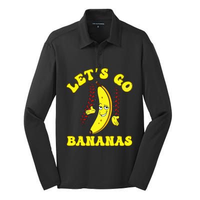 Funny LetS Go Bananas Cute Banana Silk Touch Performance Long Sleeve Polo