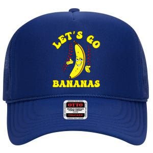 Funny LetS Go Bananas Cute Banana High Crown Mesh Back Trucker Hat