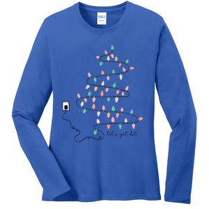 Funny LetS Get Lit Christmas Lights Pine Tree Holiday Xmas Gift Ladies Long Sleeve Shirt