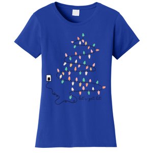 Funny LetS Get Lit Christmas Lights Pine Tree Holiday Xmas Gift Women's T-Shirt