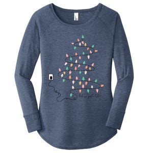 Funny LetS Get Lit Christmas Lights Pine Tree Holiday Xmas Gift Women's Perfect Tri Tunic Long Sleeve Shirt