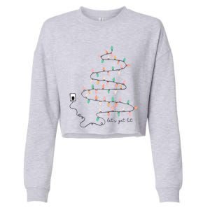 Funny LetS Get Lit Christmas Lights Pine Tree Holiday Xmas Gift Cropped Pullover Crew