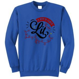 Funny LetS Get Lit Christmas Lights Xmas Holiday Cool Gift Tall Sweatshirt