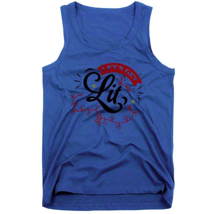 Funny LetS Get Lit Christmas Lights Xmas Holiday Cool Gift Tank Top