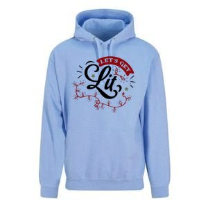 Funny LetS Get Lit Christmas Lights Xmas Holiday Cool Gift Unisex Surf Hoodie