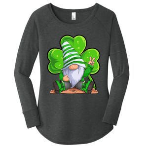 funny LOVE Gnomes Irish Shamrock Lucky Women's Perfect Tri Tunic Long Sleeve Shirt