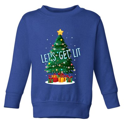 Funny LetS Get Lit Christmas Tree Xmas Lights Gift Toddler Sweatshirt