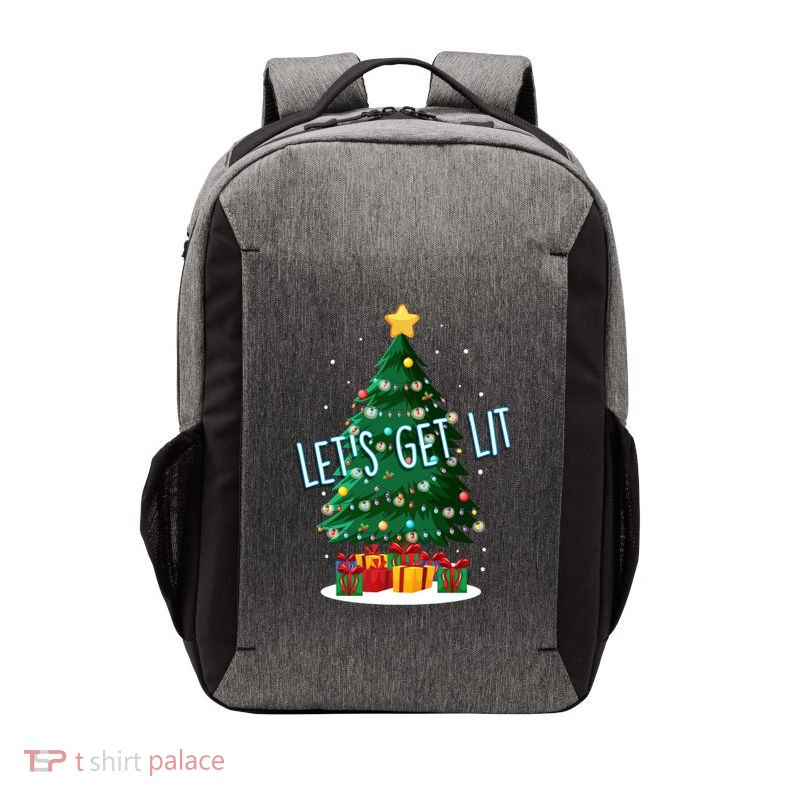 Funny LetS Get Lit Christmas Tree Xmas Lights Gift Vector Backpack