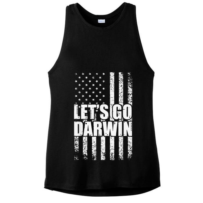 Funny Lets Go Darwin LetS Go Darwin American Flag Ladies PosiCharge Tri-Blend Wicking Tank