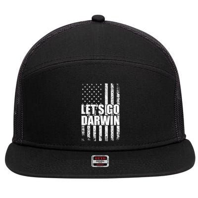 Funny Lets Go Darwin LetS Go Darwin American Flag 7 Panel Mesh Trucker Snapback Hat