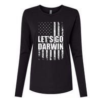 Funny Lets Go Darwin LetS Go Darwin American Flag Womens Cotton Relaxed Long Sleeve T-Shirt