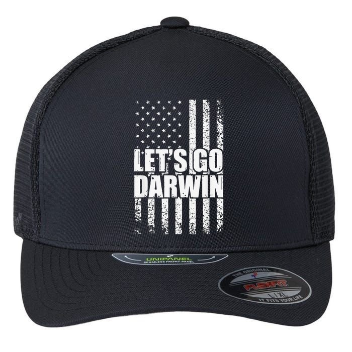 Funny Lets Go Darwin LetS Go Darwin American Flag Flexfit Unipanel Trucker Cap