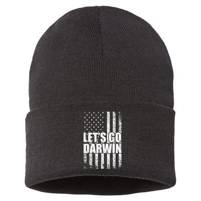 Funny Lets Go Darwin LetS Go Darwin American Flag Sustainable Knit Beanie